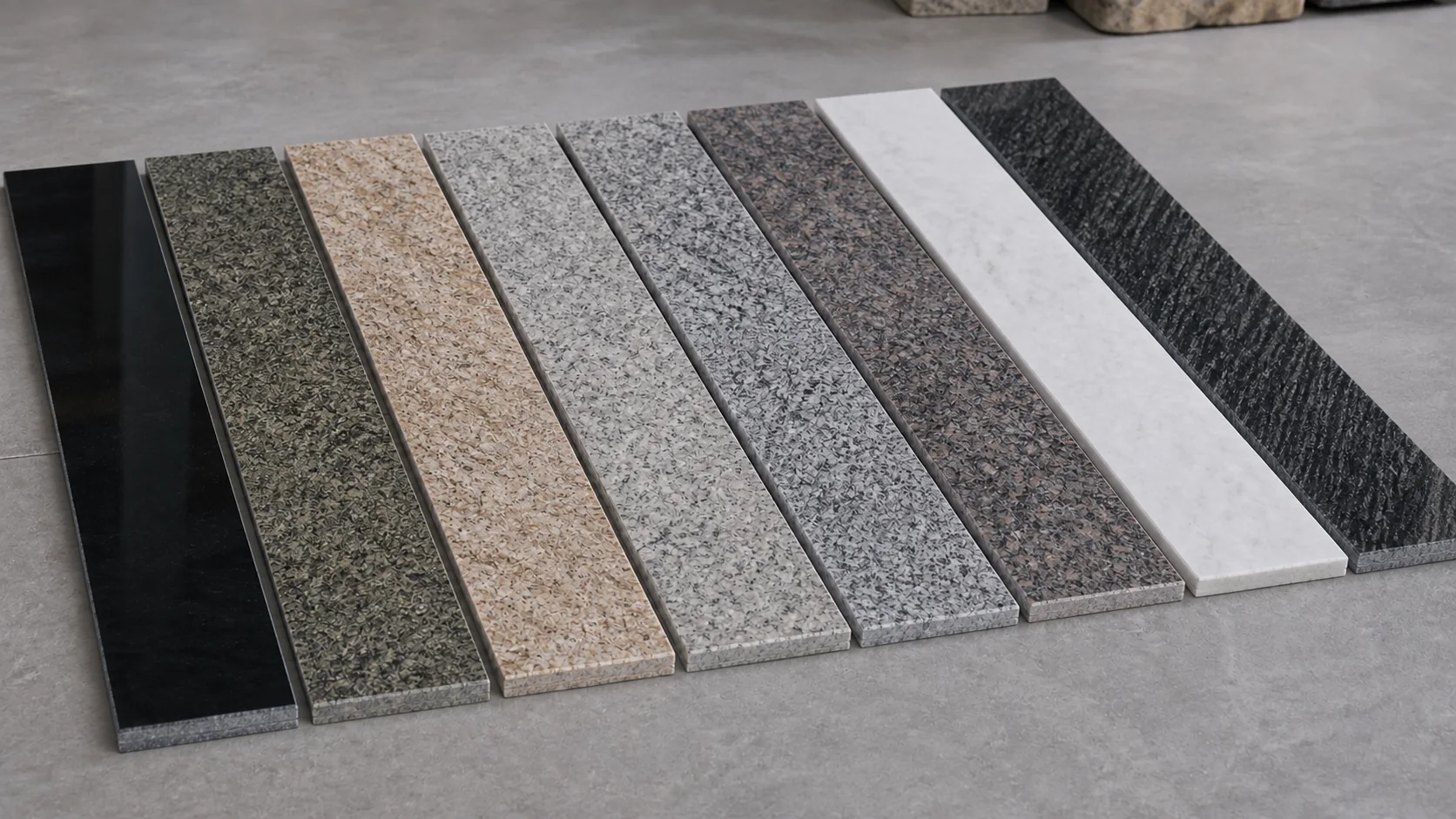 Soleiras de granito com 2 cm de espessura em várias cores